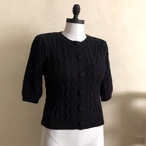Zara Navy Blue Cable Knit Cardigan